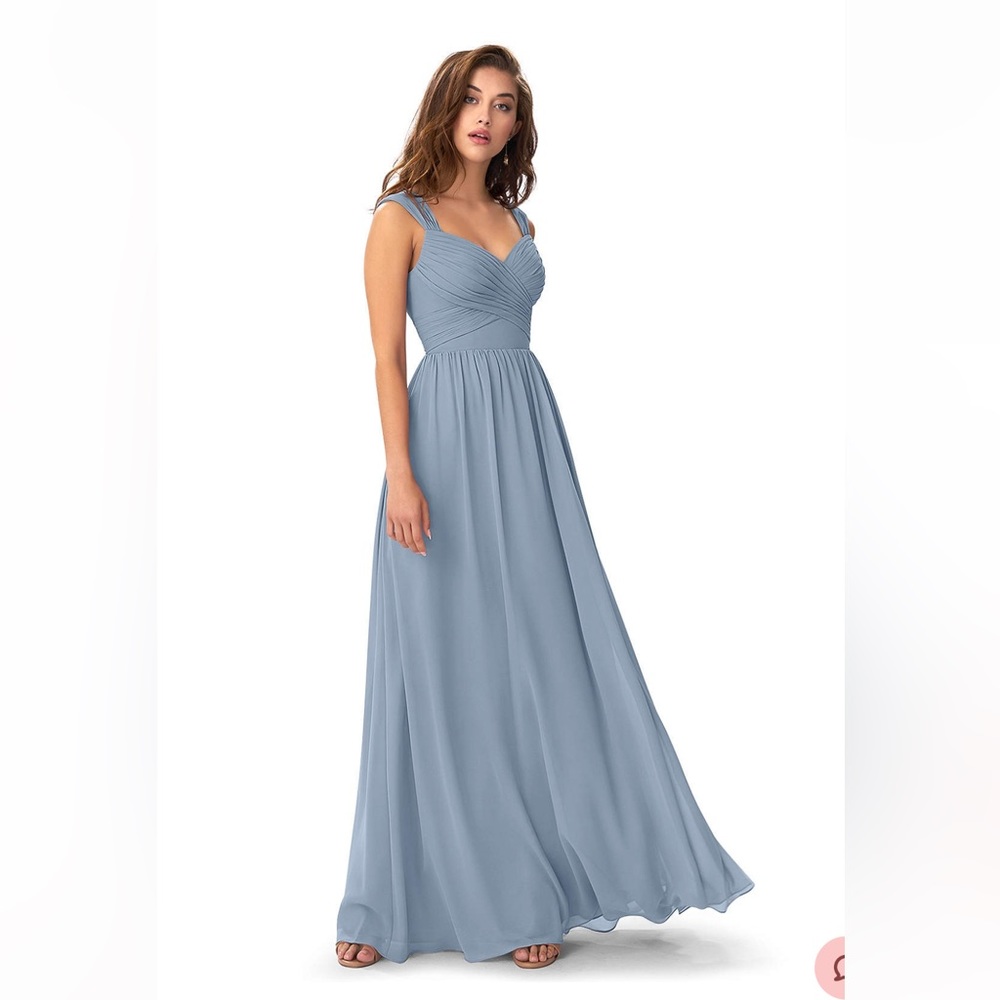 Azazie Raine - A-Line Sweetheart Neckline Chiffon Floor-Length Dress, Dusty Blue